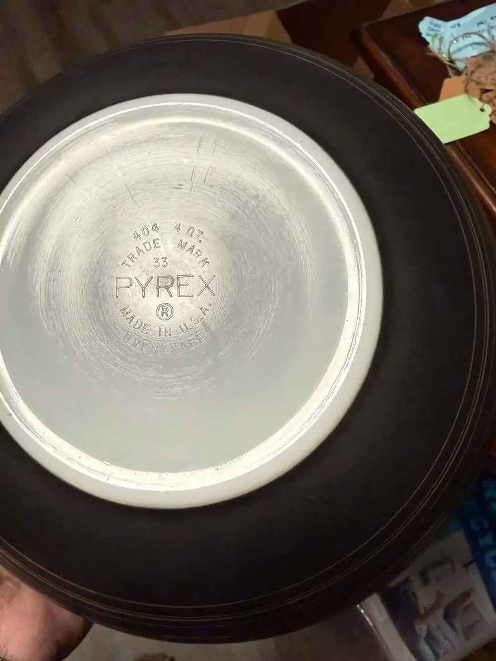 Vintage Pyrex Terra 404 Matte Brown Striped 4 Qt Mixing Bowl